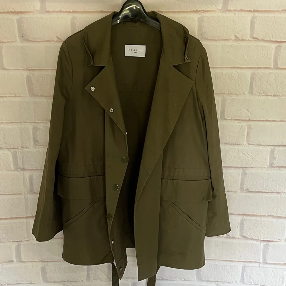 Sandro Paris Olive Green Women's Military Utility Jacket.  Size 2 - Picture 3 of 13